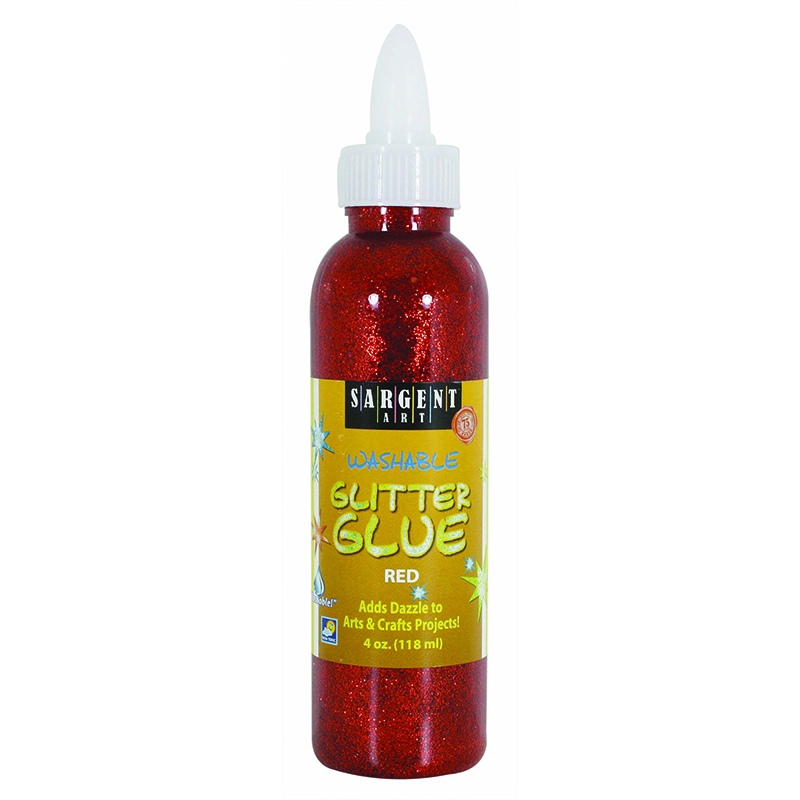 (12 Ea) 4oz Glitter Glue Red