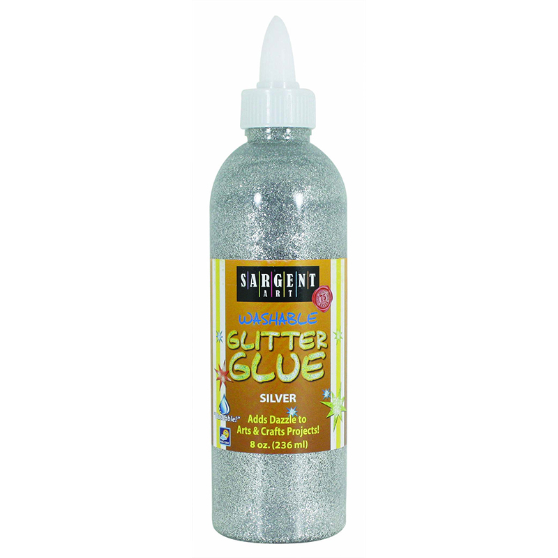 (6 Ea) 8oz Glitter Glue Silver