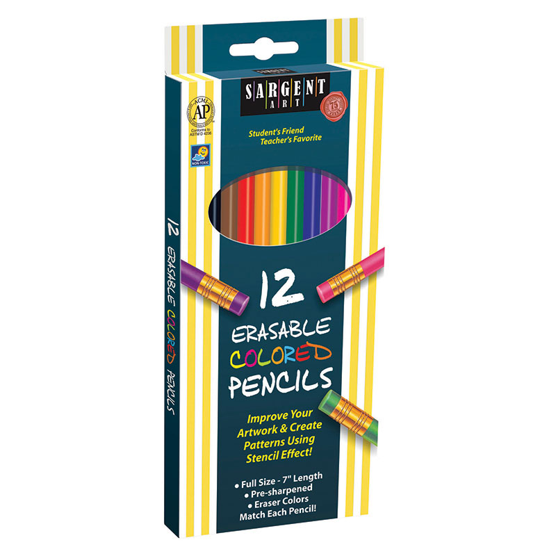 (12 Ea) 12ct Sargent Erasable Clrd