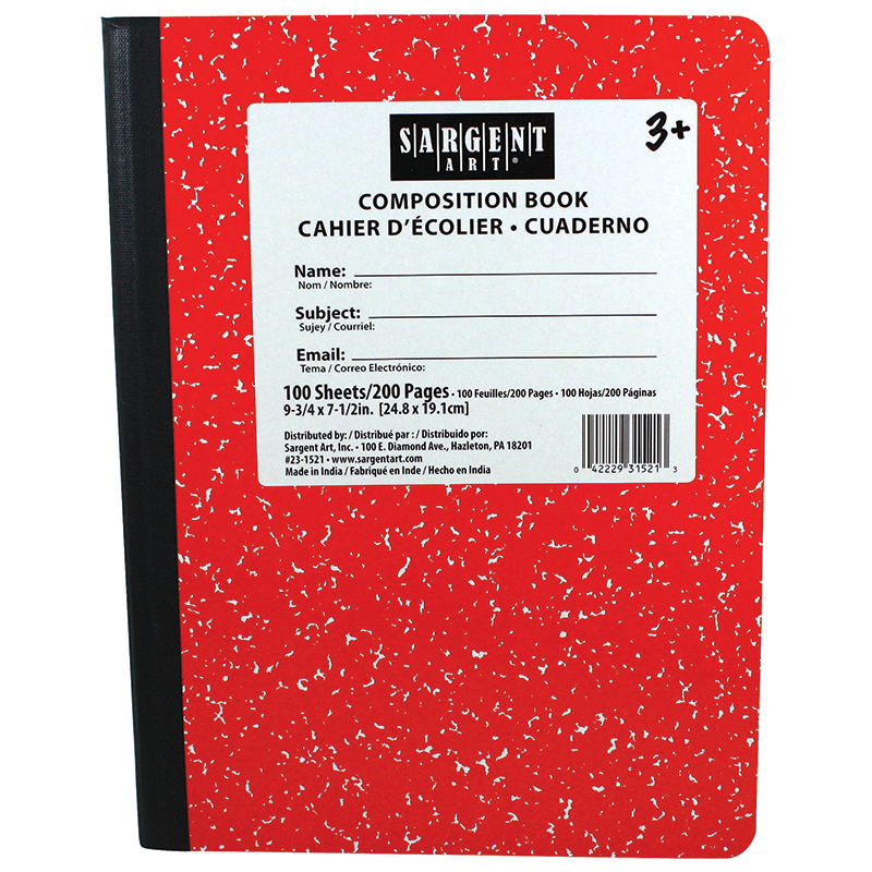 Red Composition Book 100 Sheets