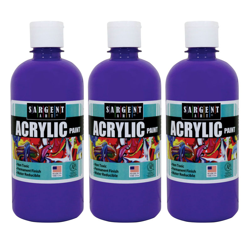 (3 Ea) 16oz Acrylic Paint Violet