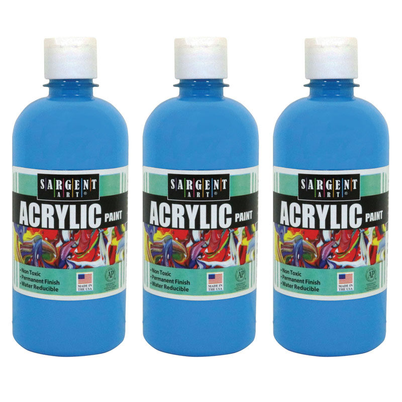 (3 Ea) 16oz Acrylic Paint Turq