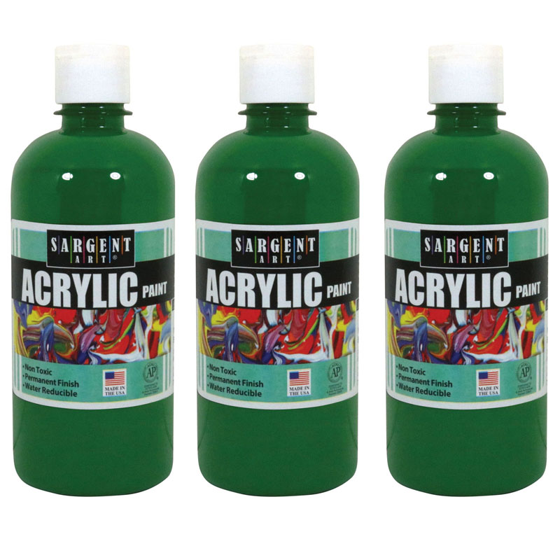 (3 Ea) 16oz Acrylic Paint Green