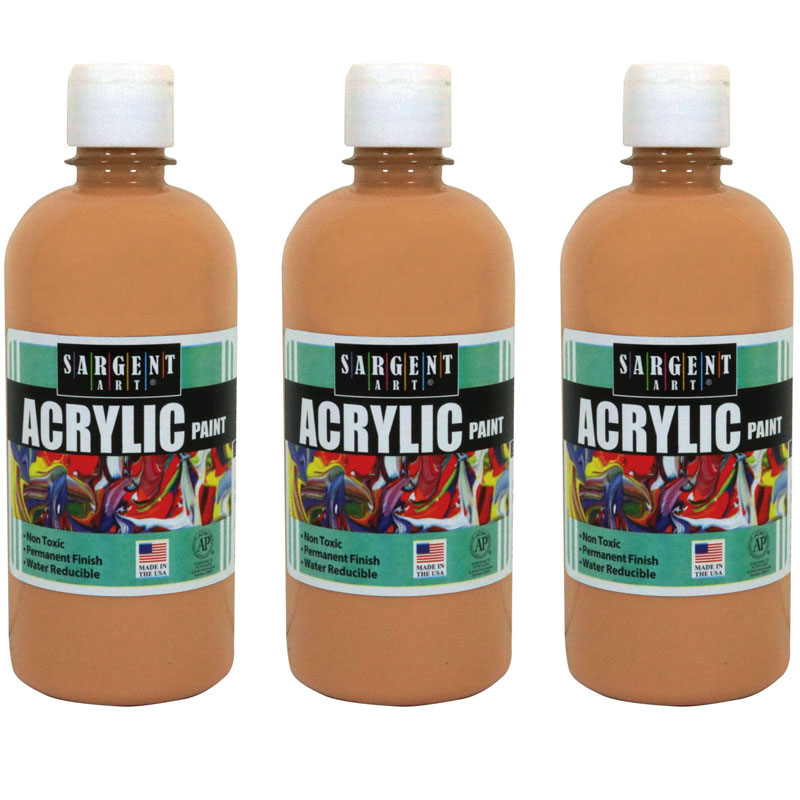 (3 Ea) 16oz Acrylic Paint Peach