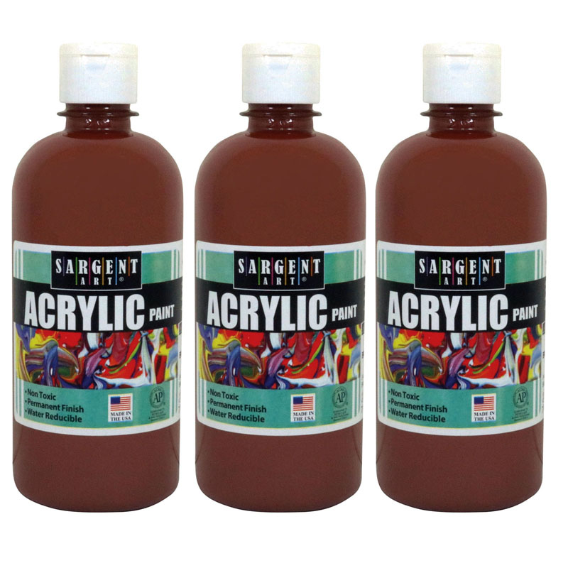 (3 Ea) 16oz Acrylic Paint Brown