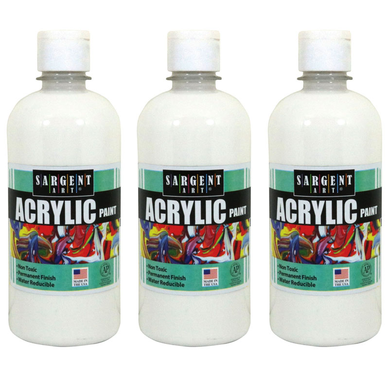 (3 Ea) 16oz Acrylic Paint White