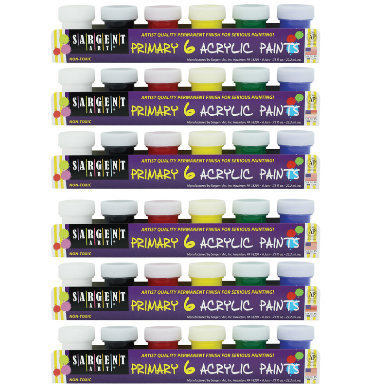 (6 Pk) Acrylic Paint 6 Colors Per