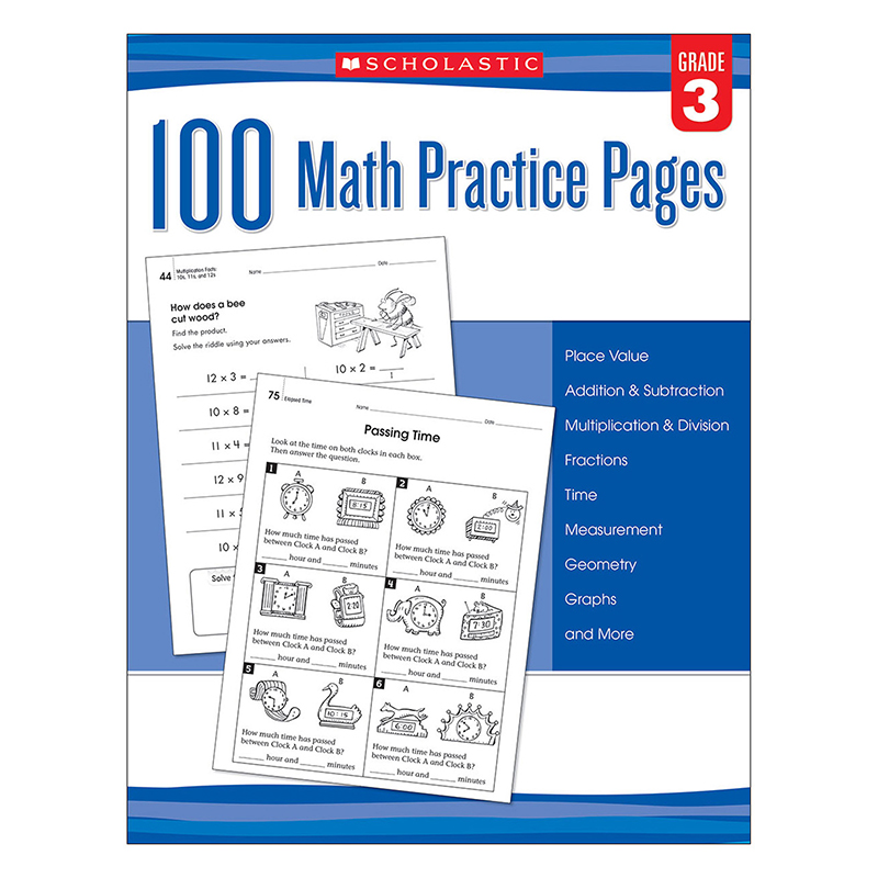 100 Math Practice Pages Gr 3