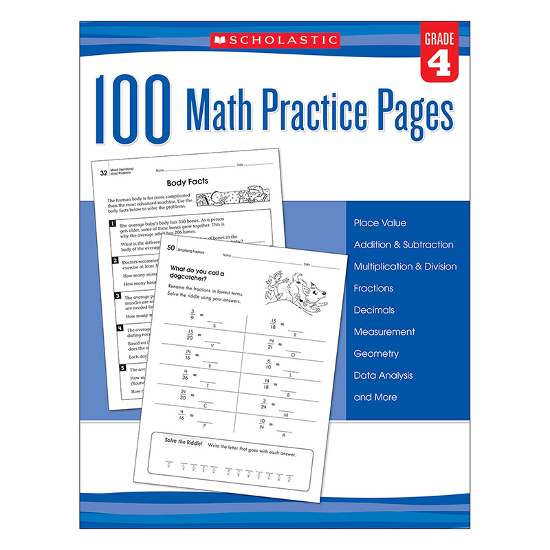 100 Math Practice Pages Gr 4