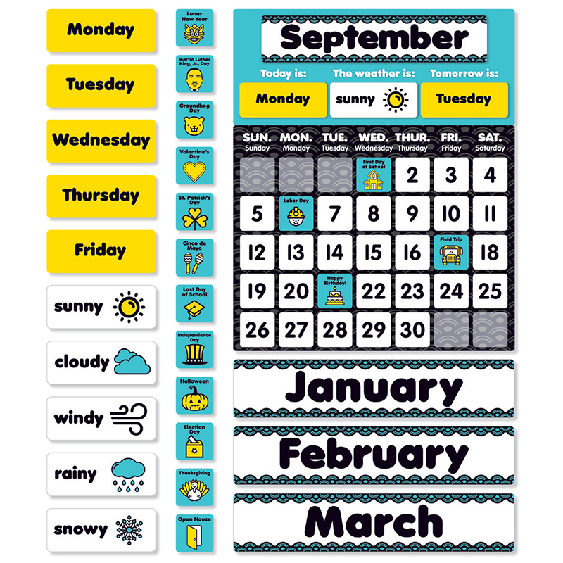 Aqua Oasis Calendar Bulletin Board