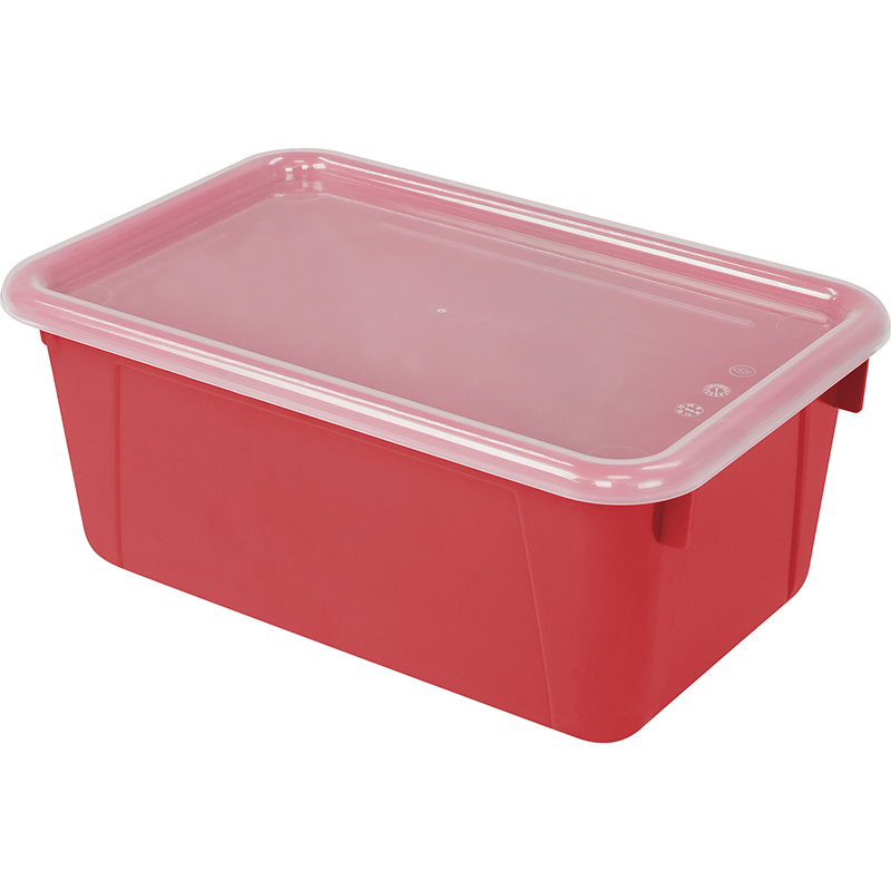 Small Cubby Bin With Cover Red