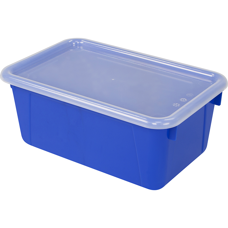 Small Cubby Bin With Cover Blue