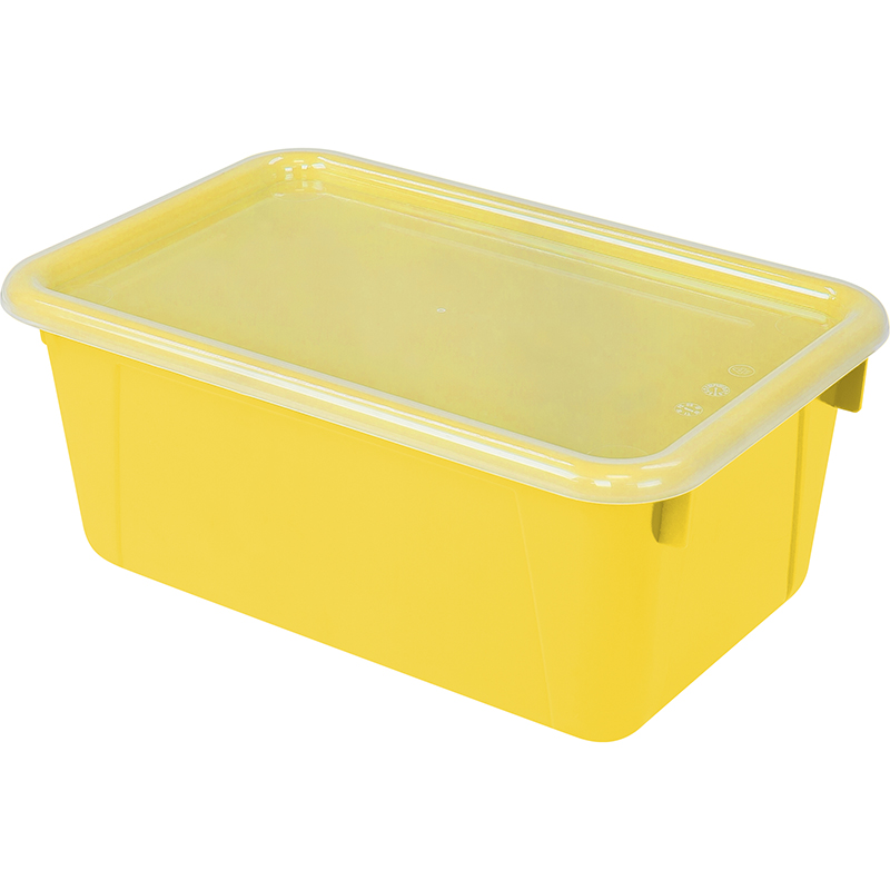 Small Cubby Bin With Cover Yellow