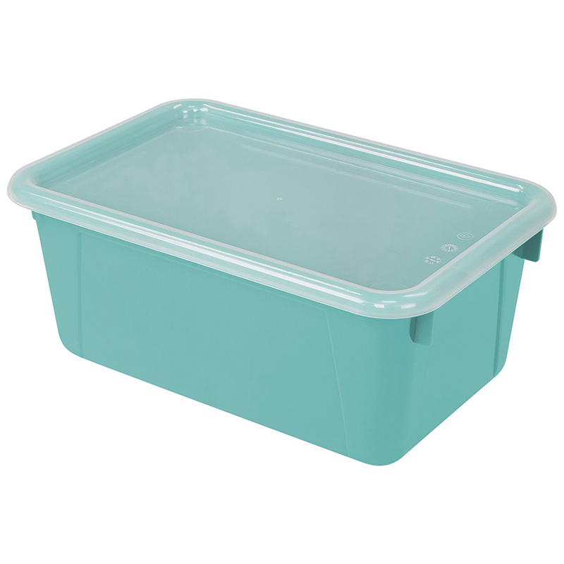 Small Cubby Bin With Cover Teal