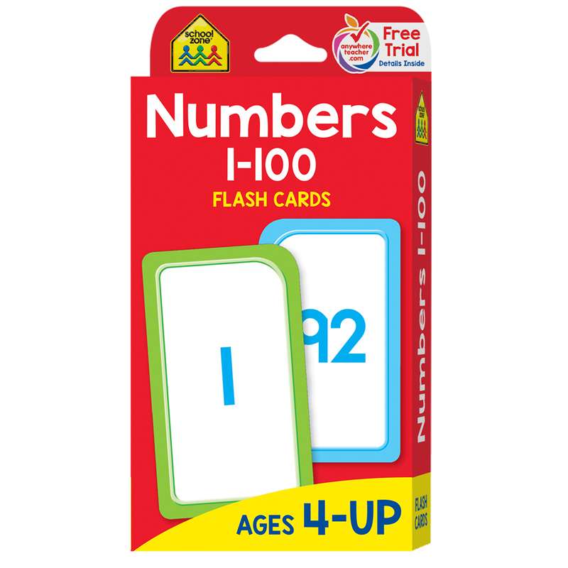 (12 Pk) Numbers 1-100 Flash Cards