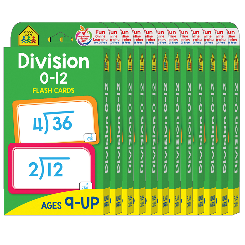 (12 Pk) Division 0-12 Flash Cards