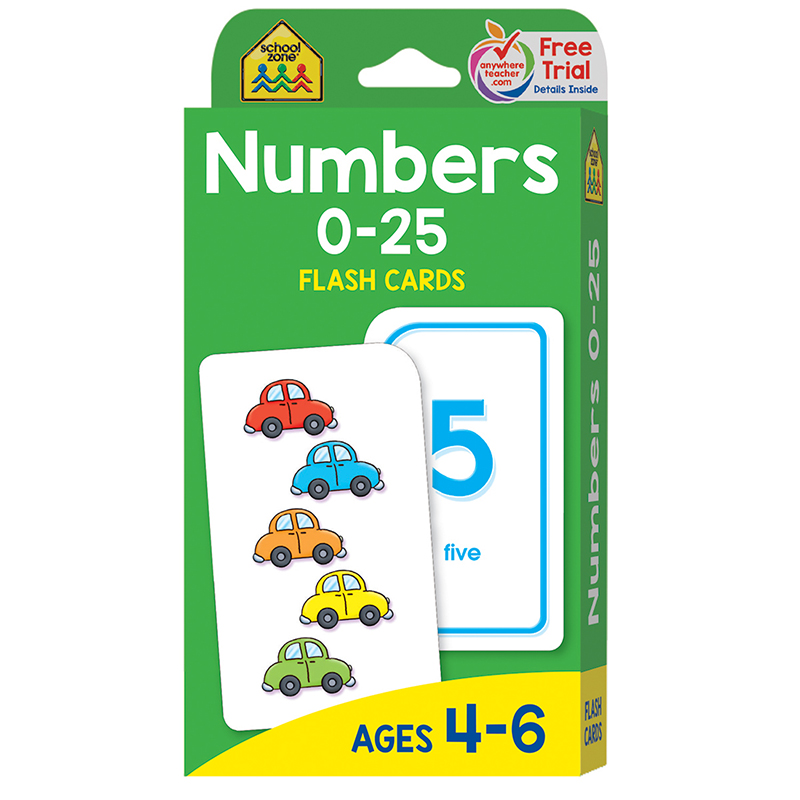 (12 Pk) Numbers 0-25 Flash Cards