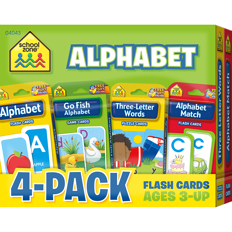(2 Pk) Alphabet Flash Cards 4 Per