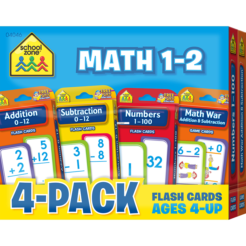 (2 Pk) Math 1-2 Flash Cards 4 Per