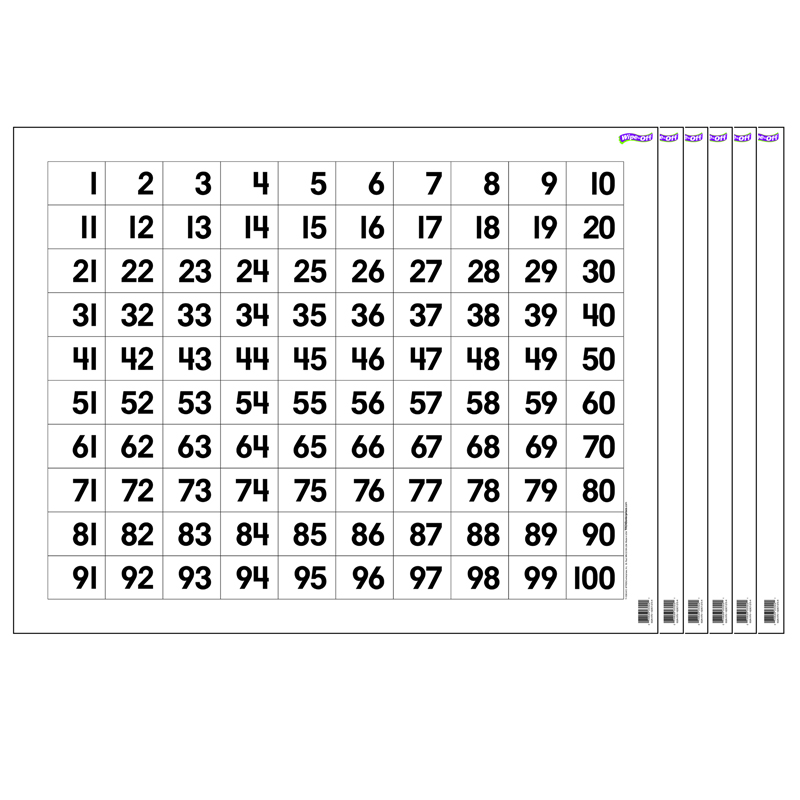 (6 Ea) Wipe-Off Chart Hundreds