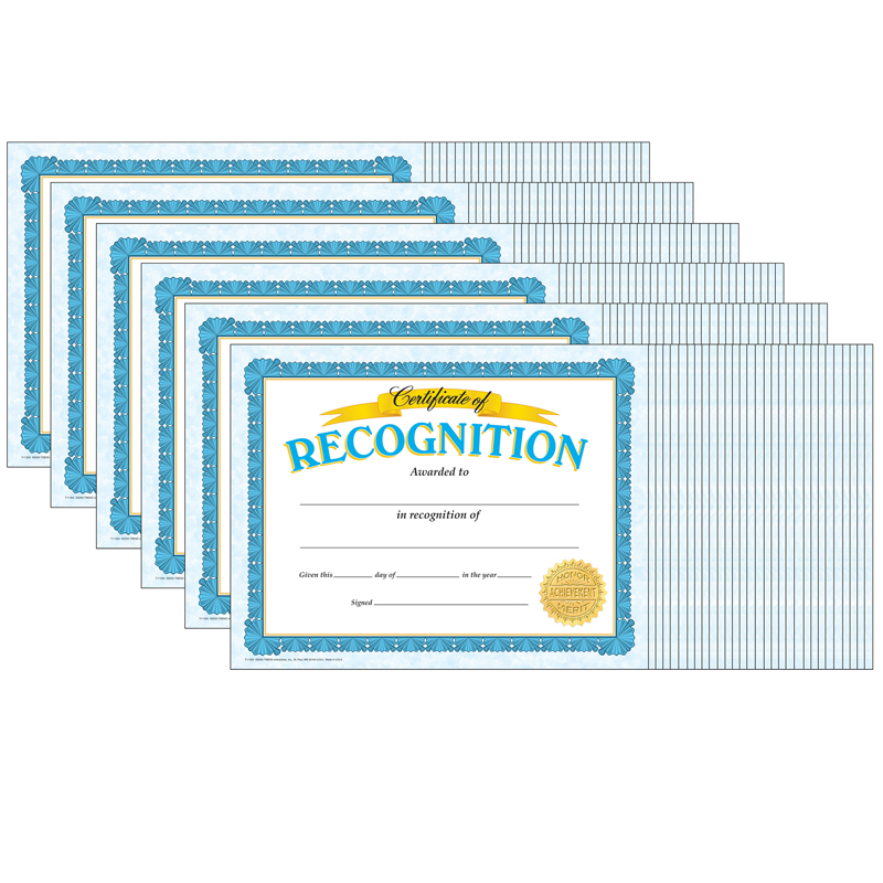 (6 Pk) Certificate Of Recognition