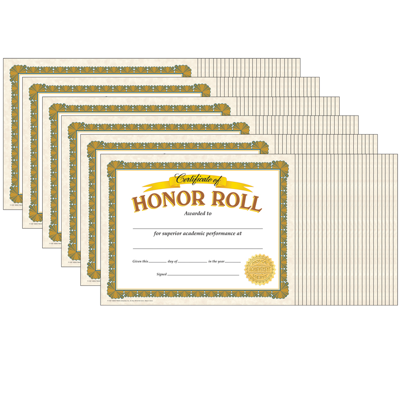 (6 Pk) Certificate Of Honor Roll