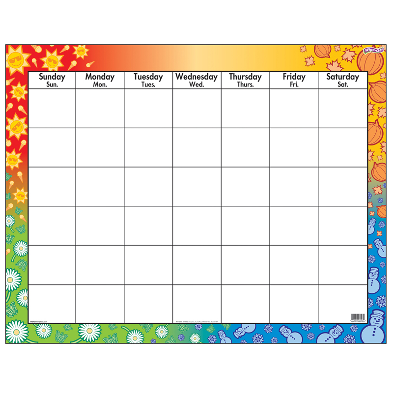 (6 Ea) Wipe-Off Chart Calendar