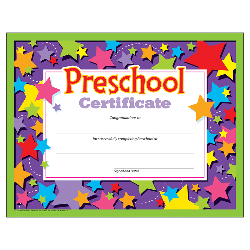 Preschool Certificate 30/Pk