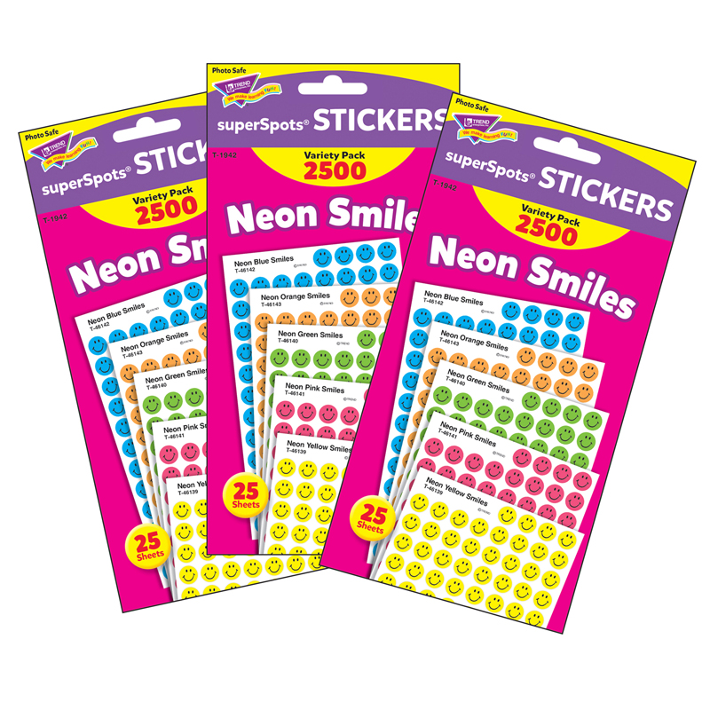 (3 Pk) Superspots Stickers Neon