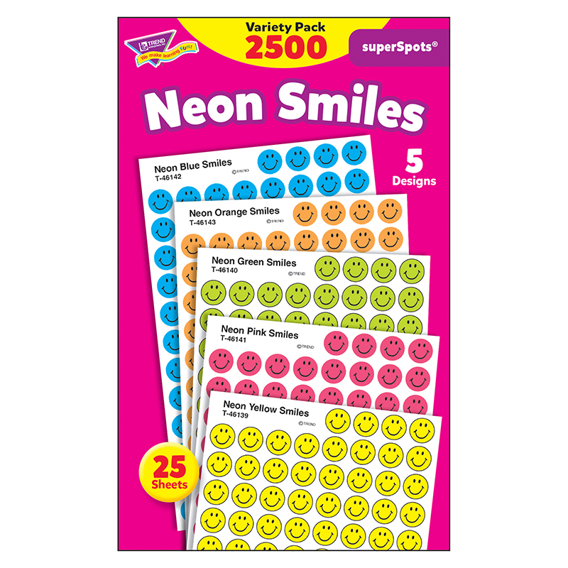 Superspots Stickers Neon 2500/Pk