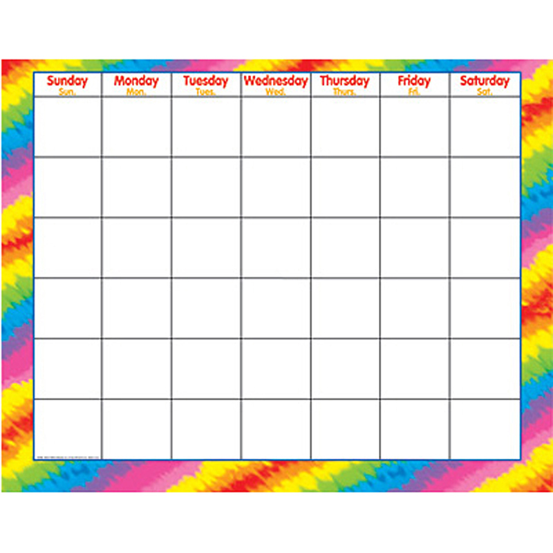 Tie-Dye Wipe-Off Monthly Calendar