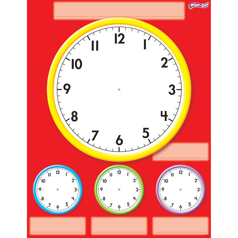 (12 Ea) Clocks Wipe Off Chart 17x22