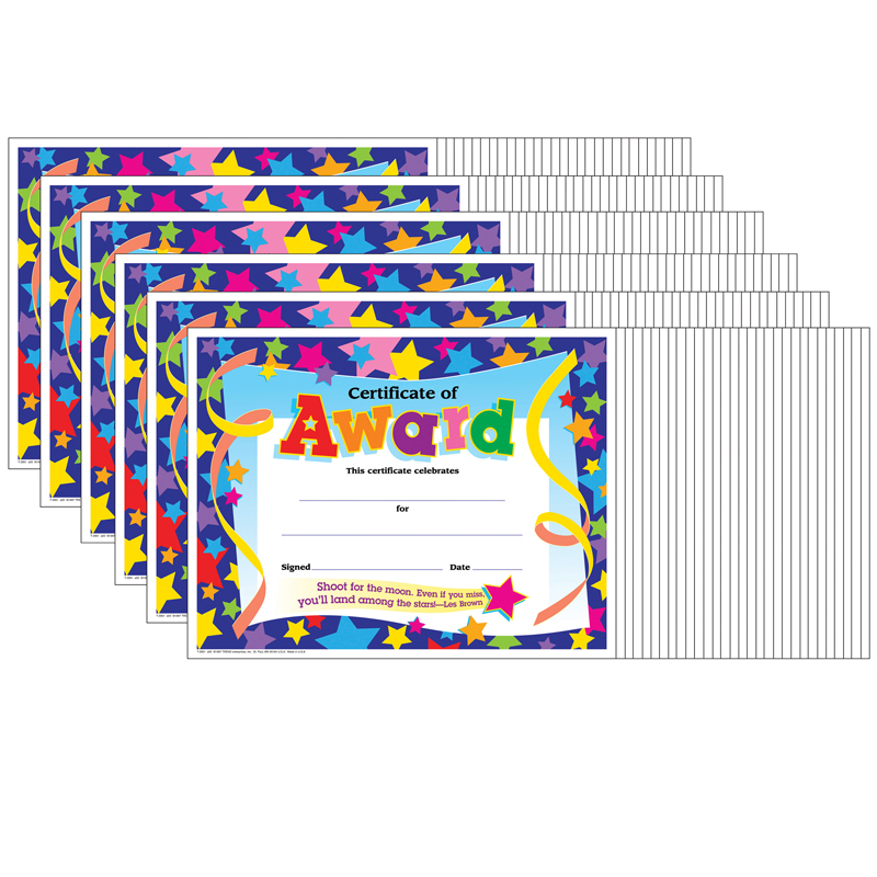 (6 Pk) Certificate Of Award Stars