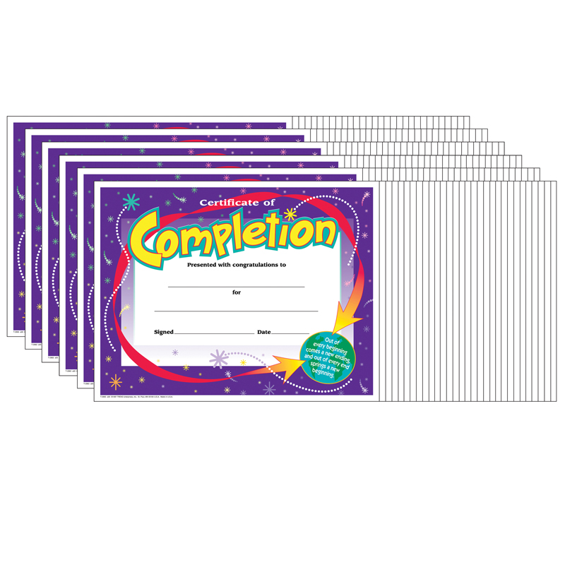 (6 Pk) Certificate Of Completion