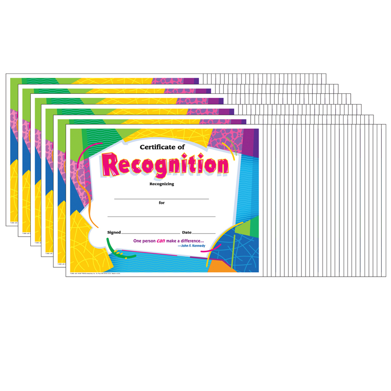 (6 Pk) Certificate Of Recognition