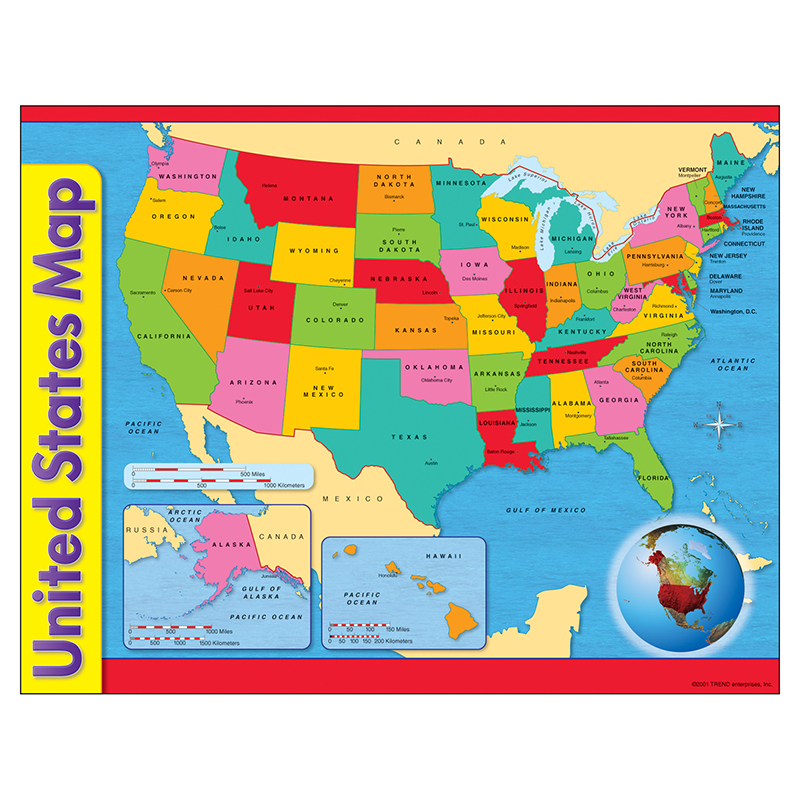 (12 Ea) Chart Usa Map 17x22 Gr 1-8