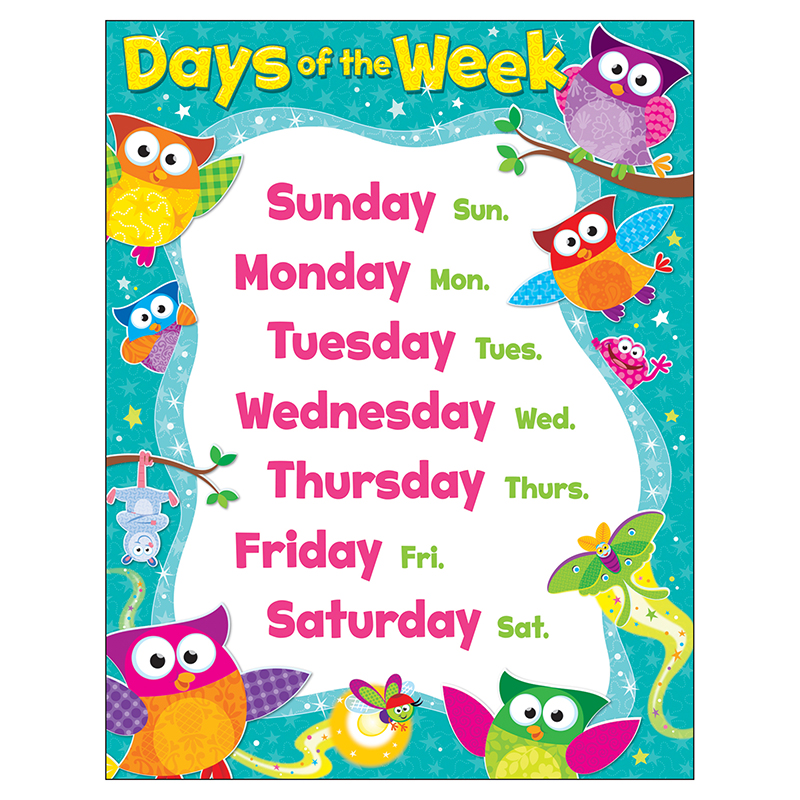 Owl Days Of The Week Learning Chart
