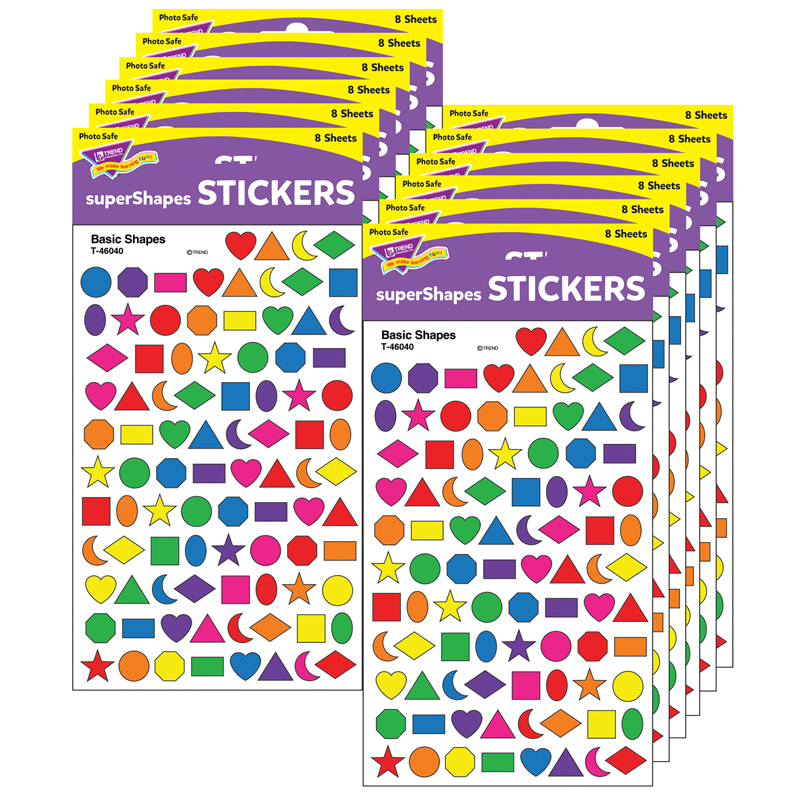 (12 Pk) Sticker Basic Shapes