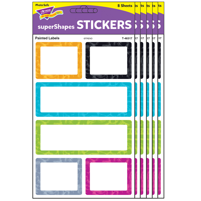 (6 Pk) Painted Labels Supershapes