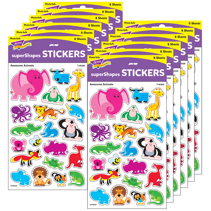 (12 Pk) Awesome Animals Supershapes