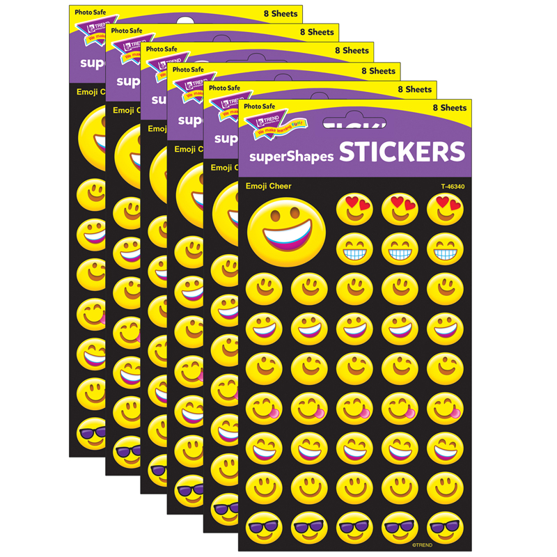 (6 Pk) Emoji Cheer Stickers Lg