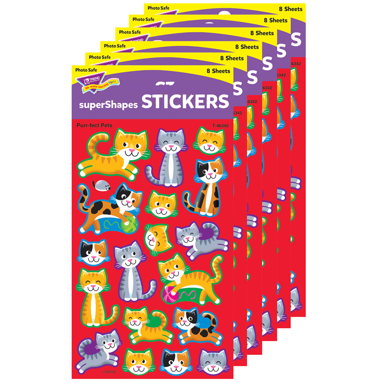 (6 Pk) Purrfect Pet Stickers Lg