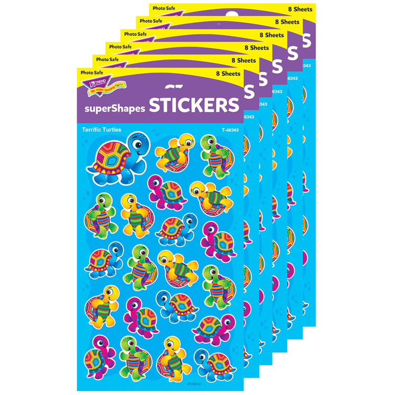 (6 Pk) Terrific Turtle Stickers Lg