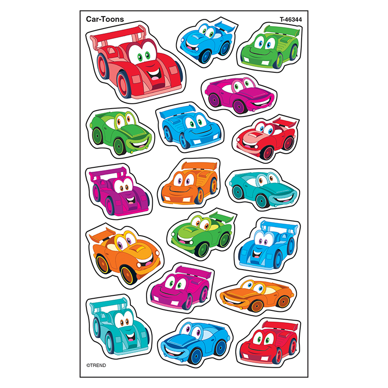 (6 Pk) Car-Toons Stickers Lg