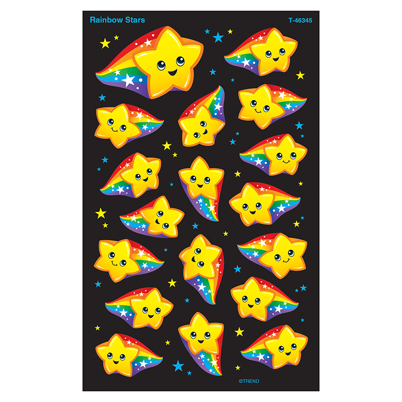(6 Pk) Rainbow Star Stickers Lg