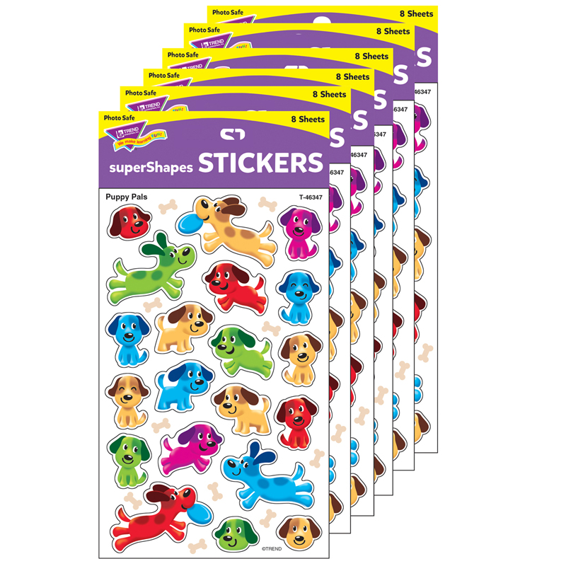 (6 Pk) Puppy Pals Stickers Lg