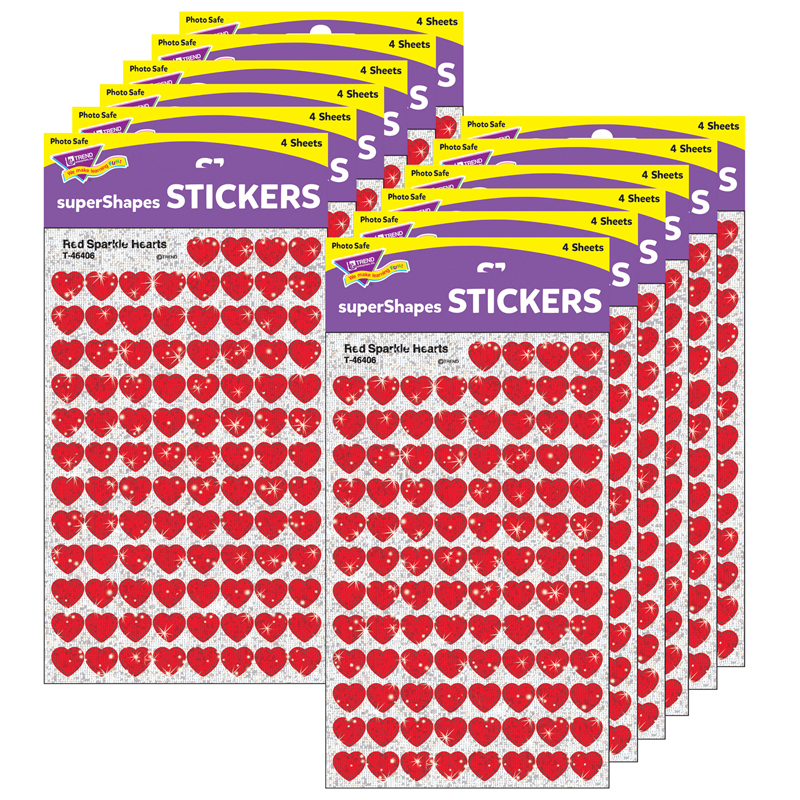 (12 Pk) Supershapes Red Sparkle