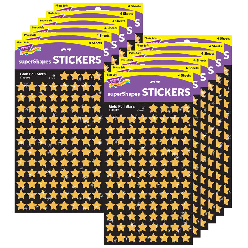 (12 Pk) Supershapes Gold Foil Stars