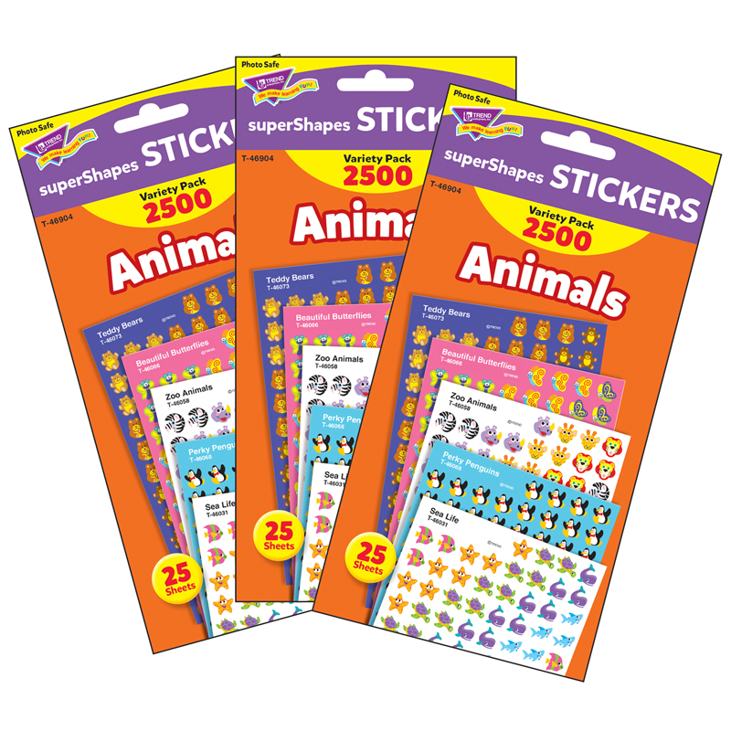 (3 Pk) Supershapes Variety Animals