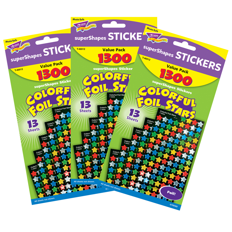 (3 Pk) Sticker Foil Stars Super